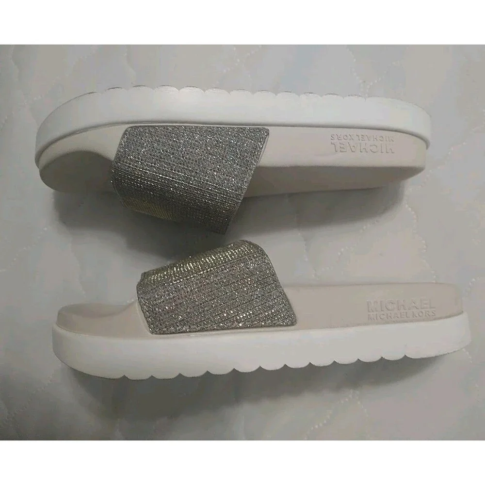 Michael Kors platform Embellished Bling Slides Size 8 Y2K City Boho Beachy